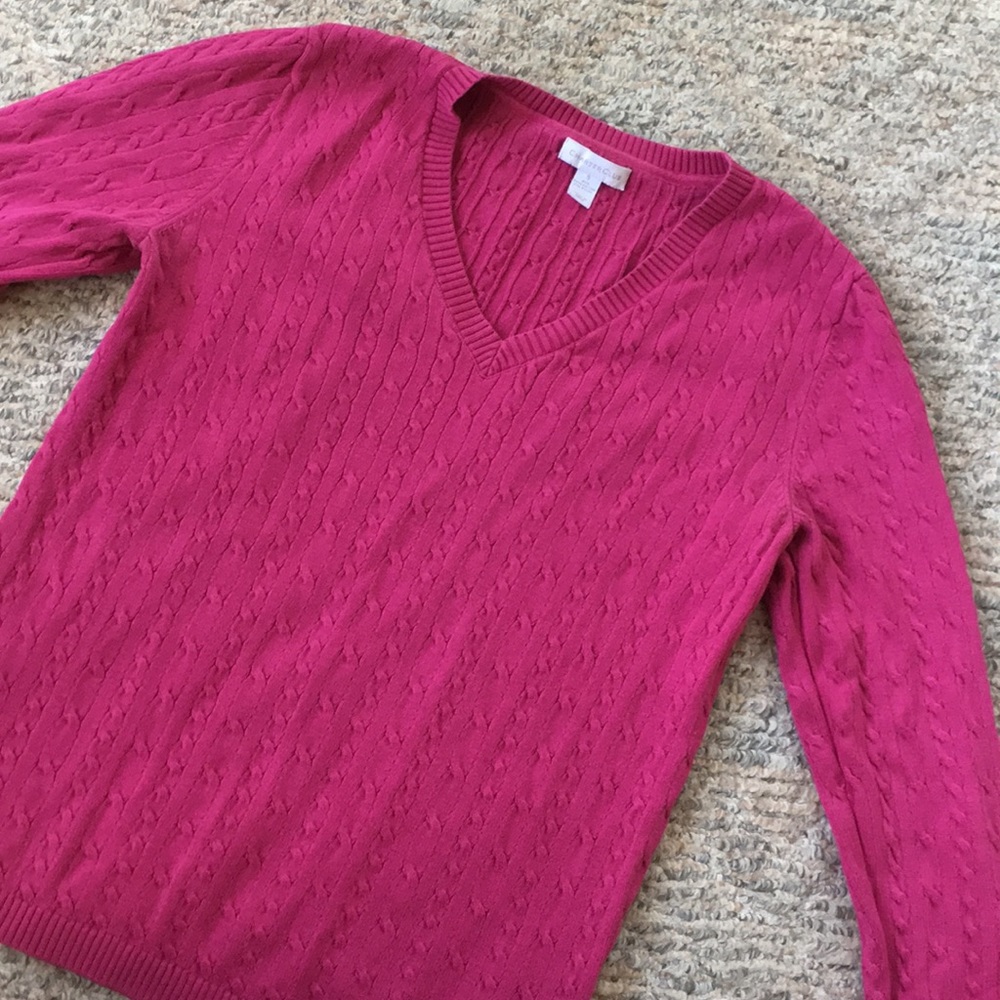 Bright pink v neck sweater